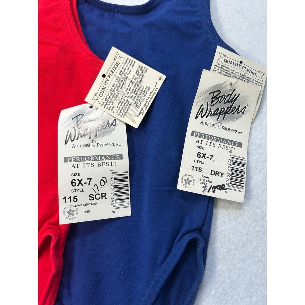 Body Wrappers Girls Tank Leotard Bundle Red Blue Style 115 Size 6X-7 2 Pack - Picture 2 of 3